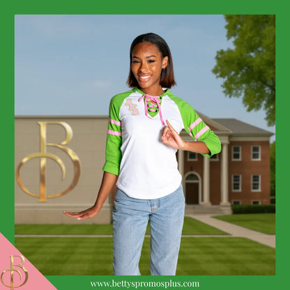 Alpha Kappa Alpha AKA Raglan Sleeve Screen Printed T-Shirt-Alpha Kappa Alpha Paraphernalia-Alpha Kappa Alpha T-Shirts-Betty's Promos Plus