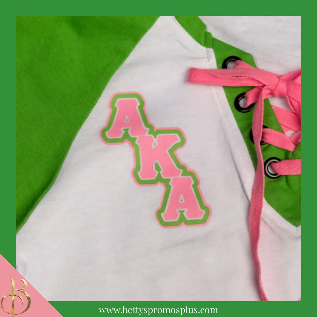 Alpha Kappa Alpha AKA Raglan Sleeve Screen Printed T-Shirt-Alpha Kappa Alpha Paraphernalia-Alpha Kappa Alpha T-Shirts-Betty's Promos Plus
