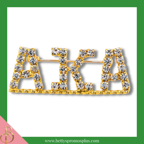 Alpha Kappa Alpha AKA Rhinestone Pin-Gold-Medium-Alpha Kappa Alpha Paraphernalia-Alpha Kappa Alpha Rhinestone Pin-Betty's Promos Plus