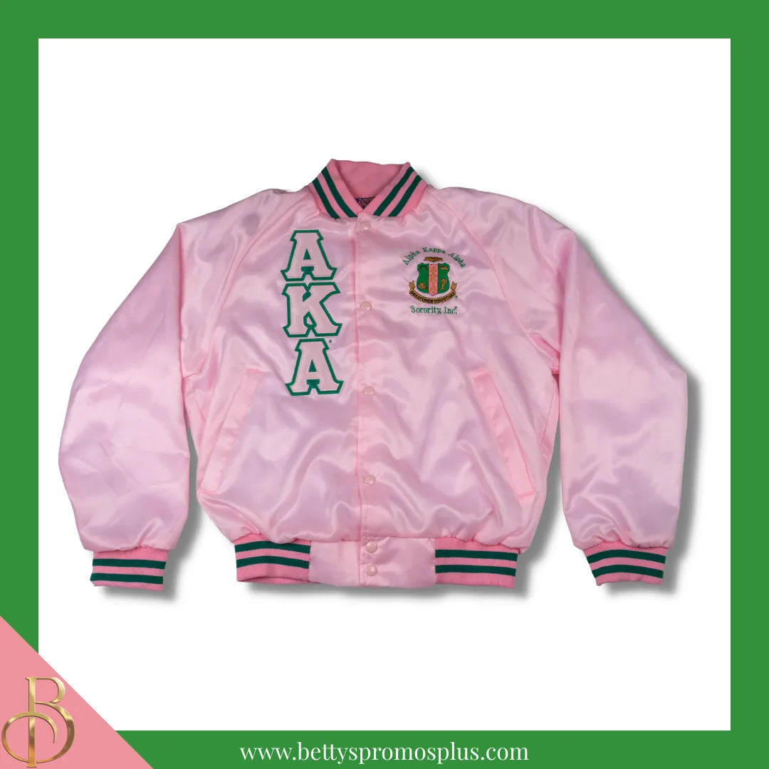 Alpha Kappa Alpha AKA Satin Bomber Jacket-Alpha Kappa Alpha Paraphernalia-Alpha Kappa Alpha Jackets-Betty's Promos Plus