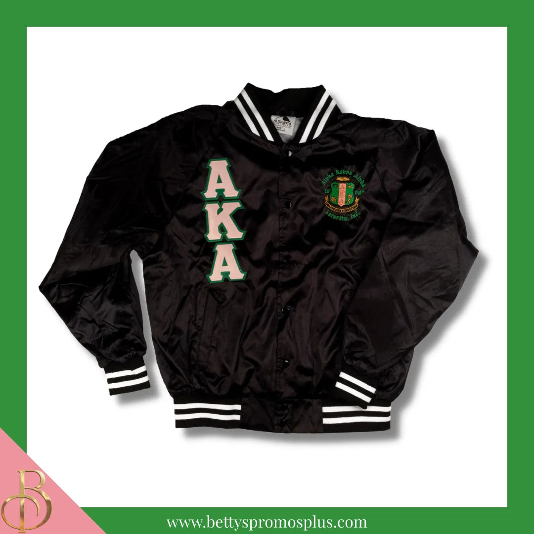 Alpha Kappa Alpha AKA Satin Bomber Jacket-Alpha Kappa Alpha Paraphernalia-Alpha Kappa Alpha Jackets-Betty's Promos Plus