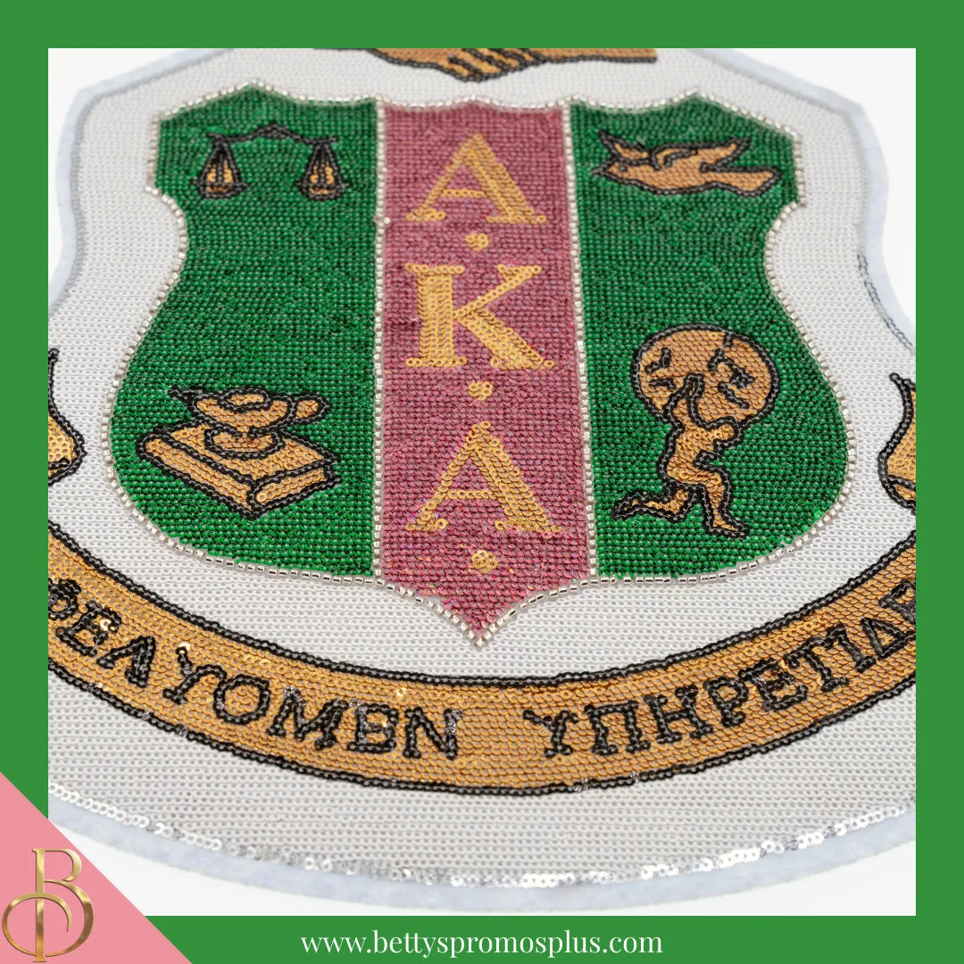 Alpha Kappa Alpha AKA Sequin Embroidery Patch-Alpha Kappa Alpha Paraphernalia-Alpha Kappa Alpha Patch-Betty's Promos Plus
