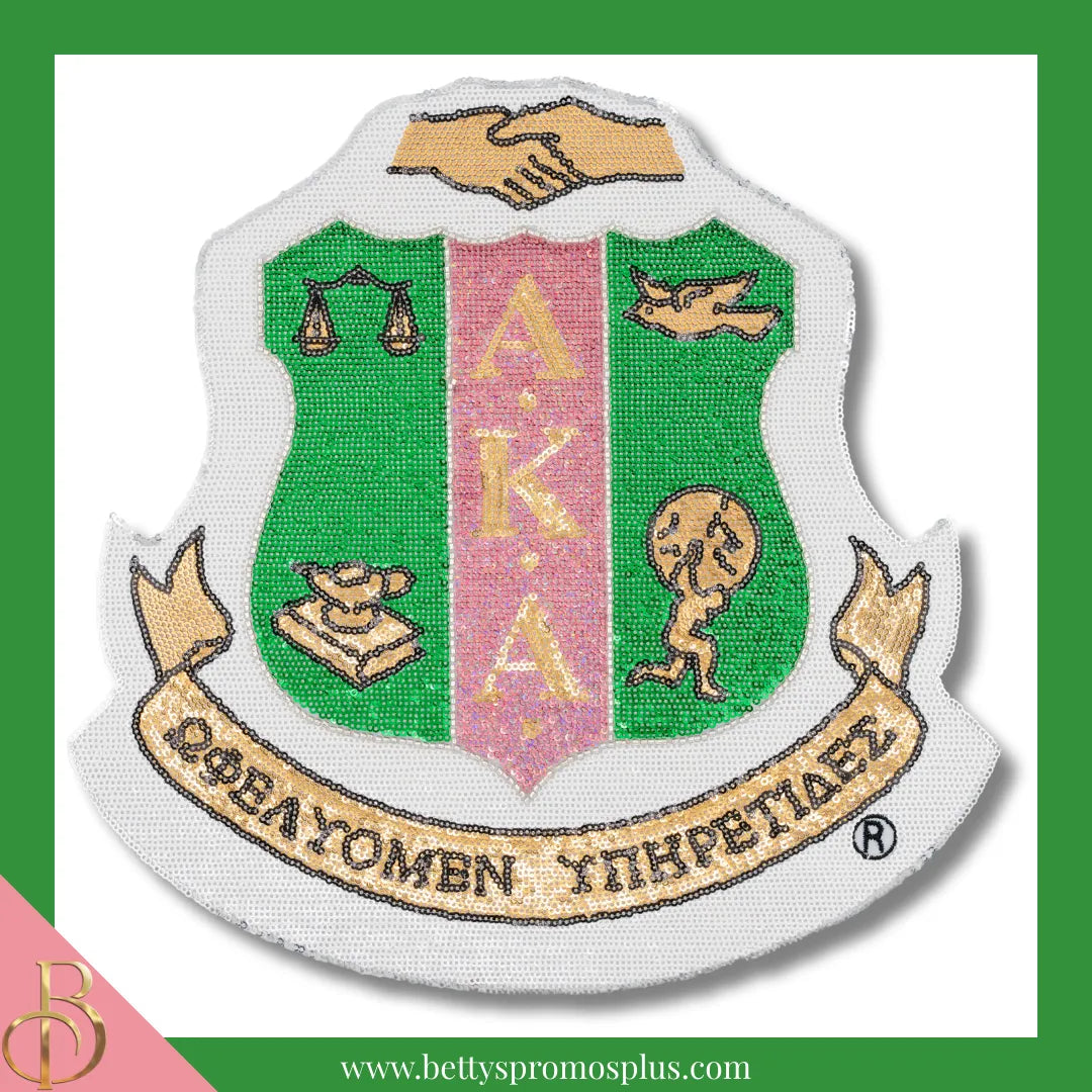 Alpha Kappa Alpha AKA Sequin Embroidery Patch-Sequins-Alpha Kappa Alpha Paraphernalia-Alpha Kappa Alpha Patch-Betty's Promos Plus