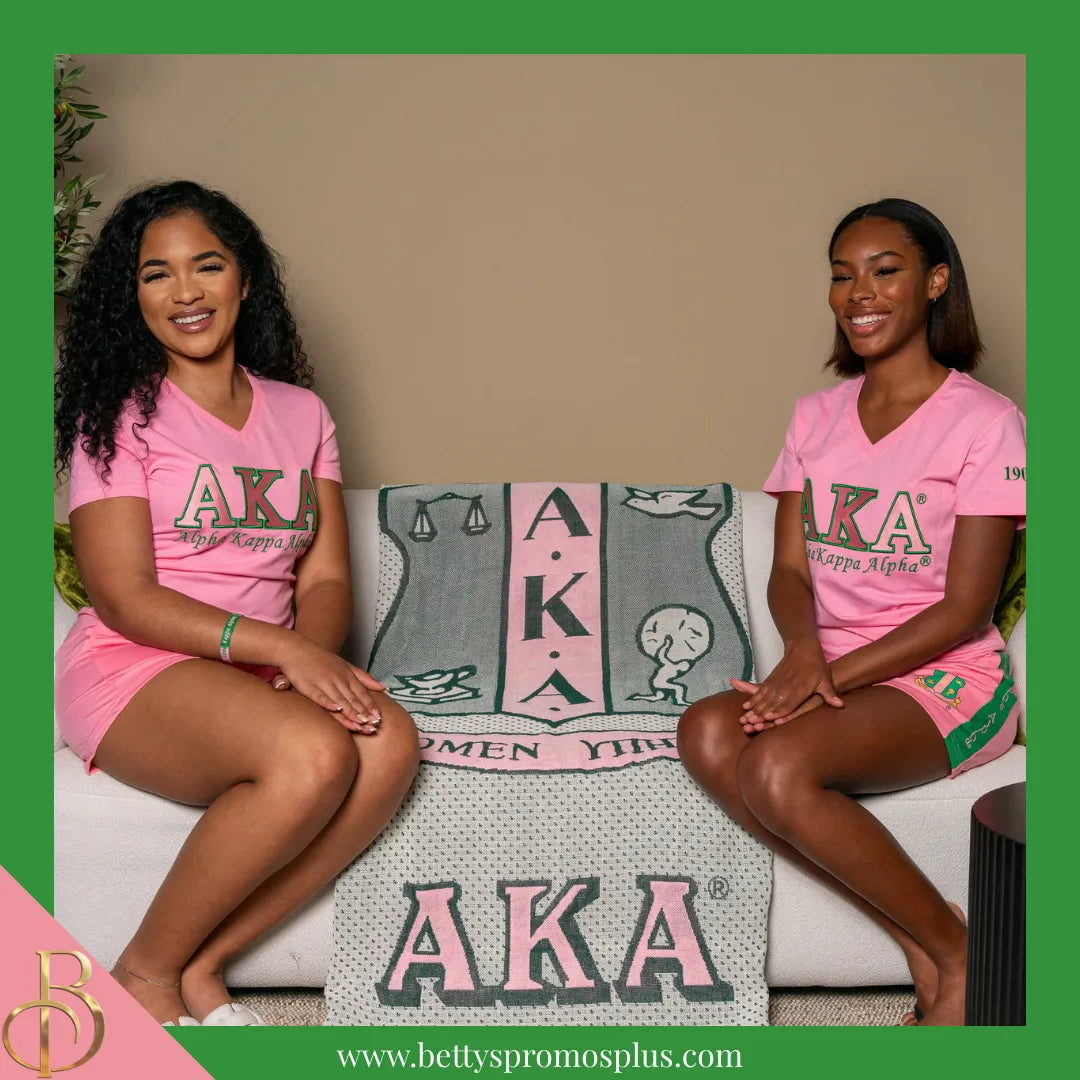 Alpha Kappa Alpha AKA Shield Afghan Throw Blanket-Alpha Kappa Alpha Paraphernalia-Alpha Kappa Alpha Blanket-Betty's Promos Plus
