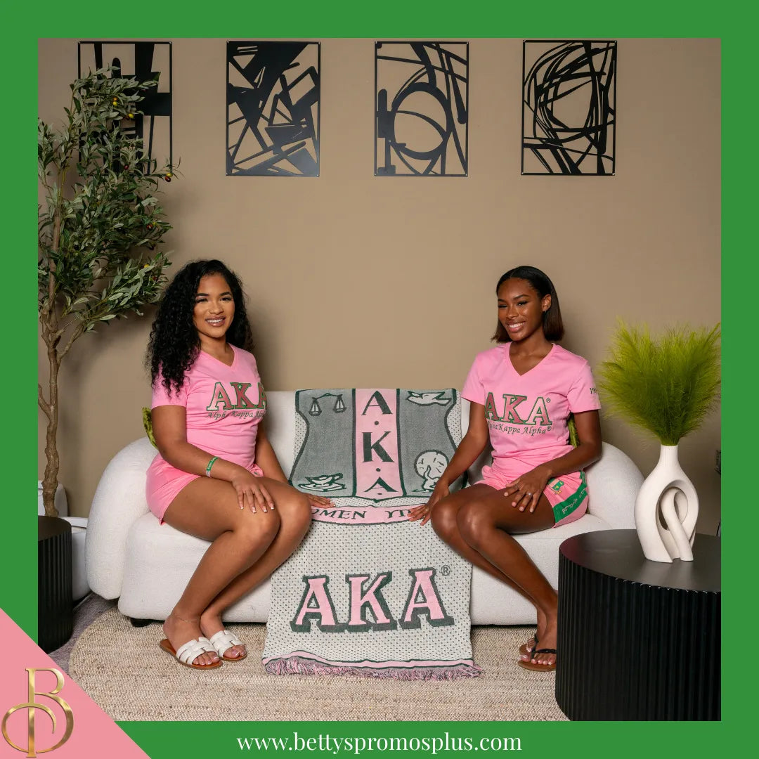 Alpha Kappa Alpha AKA Shield Afghan Throw Blanket-Alpha Kappa Alpha Paraphernalia-Alpha Kappa Alpha Blanket-Betty's Promos Plus