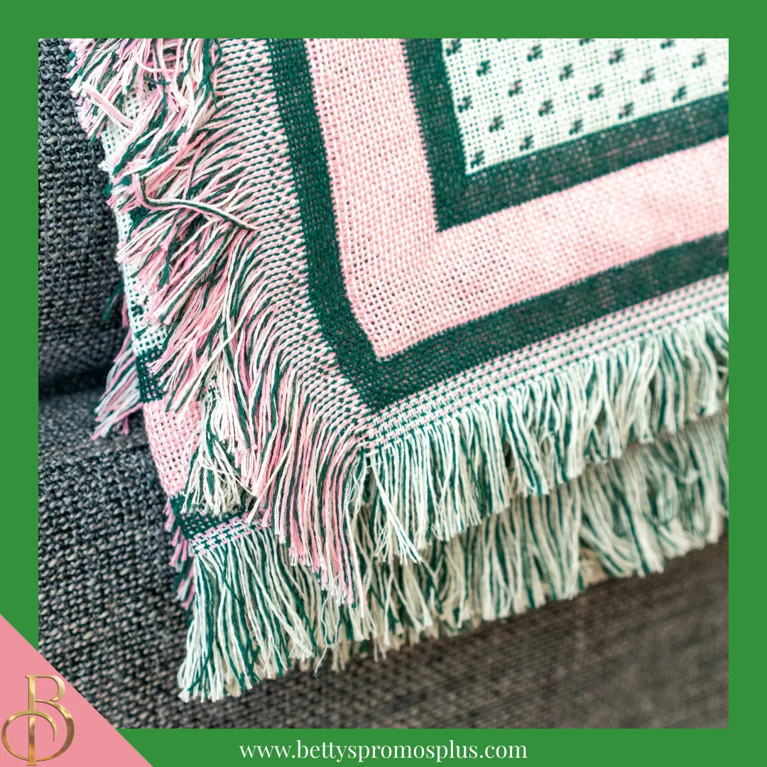 Alpha Kappa Alpha AKA Shield Afghan Throw Blanket-Alpha Kappa Alpha Paraphernalia-Alpha Kappa Alpha Blanket-Betty's Promos Plus