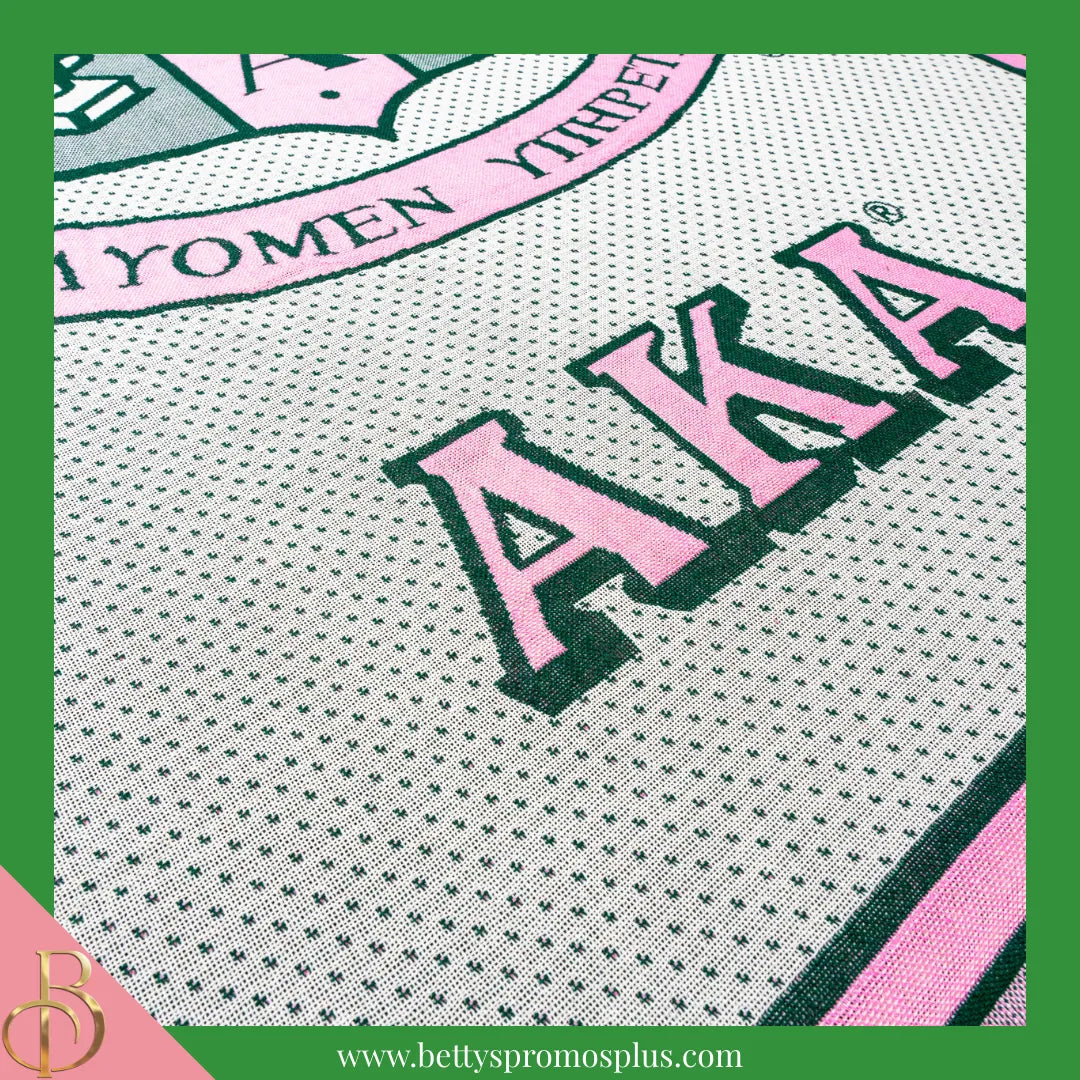 Alpha Kappa Alpha AKA Shield Afghan Throw Blanket-Alpha Kappa Alpha Paraphernalia-Alpha Kappa Alpha Blanket-Betty's Promos Plus