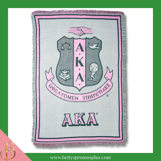 Alpha Kappa Alpha AKA Shield Afghan Throw Blanket-Alpha Kappa Alpha Paraphernalia-Alpha Kappa Alpha Blanket-Betty's Promos Plus