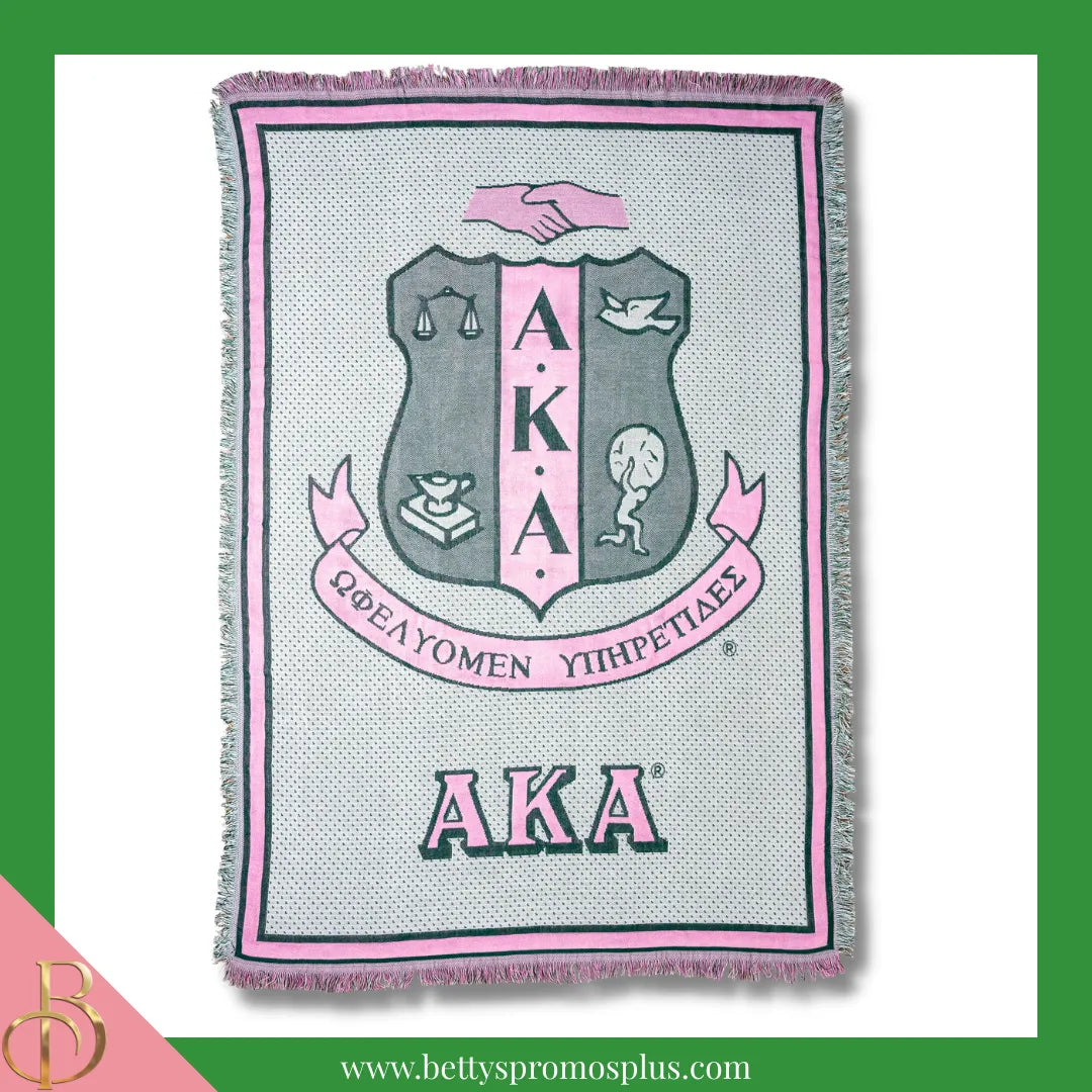Alpha Kappa Alpha AKA Shield Afghan Throw Blanket-Shield-Alpha Kappa Alpha Paraphernalia-Alpha Kappa Alpha Blanket-Betty's Promos Plus