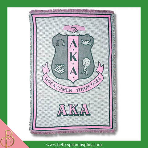 Alpha Kappa Alpha AKA Shield Afghan Throw Blanket-Shield-Alpha Kappa Alpha Paraphernalia-Alpha Kappa Alpha Blanket-Betty's Promos Plus