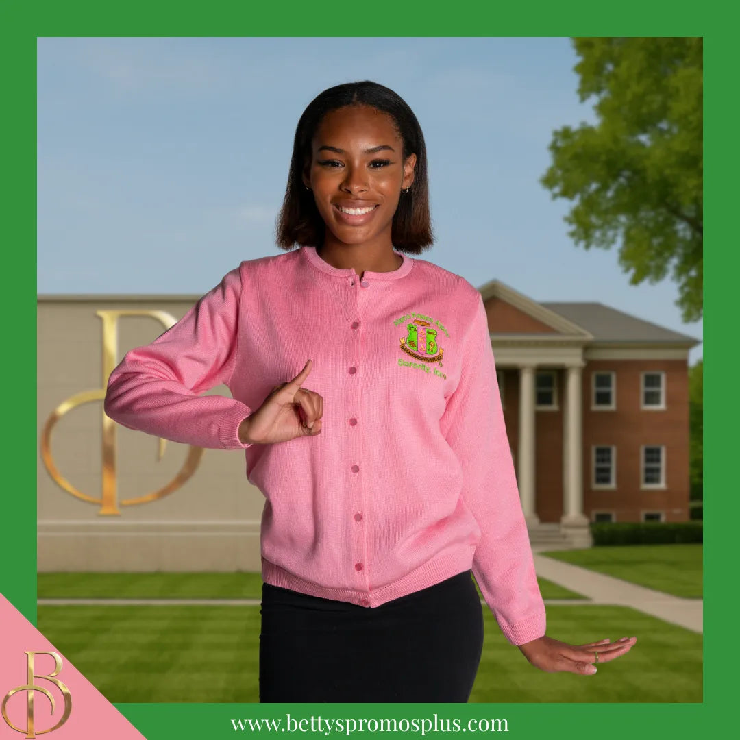 Alpha Kappa Alpha AKA Shield Cardigan Sweater-Alpha Kappa Alpha Paraphernalia-Alpha Kappa Alpha Sweaters-Betty's Promos Plus