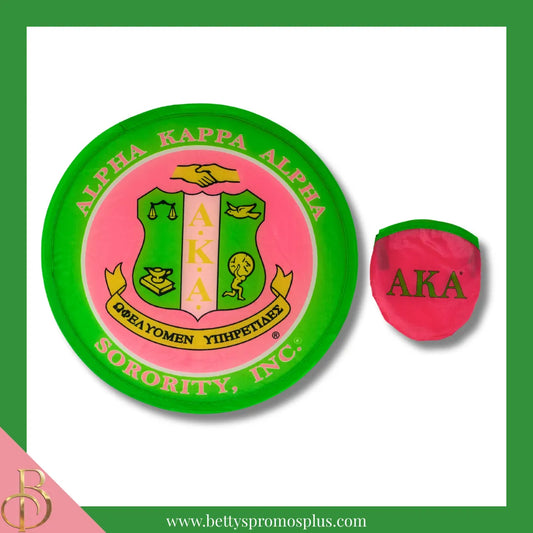 Alpha Kappa Alpha AKA Shield Collapsible Pop Up Nylon Fan-Pink-Alpha Kappa Alpha Paraphernalia-Alpha Kappa Alpha Fan-Betty's Promos Plus