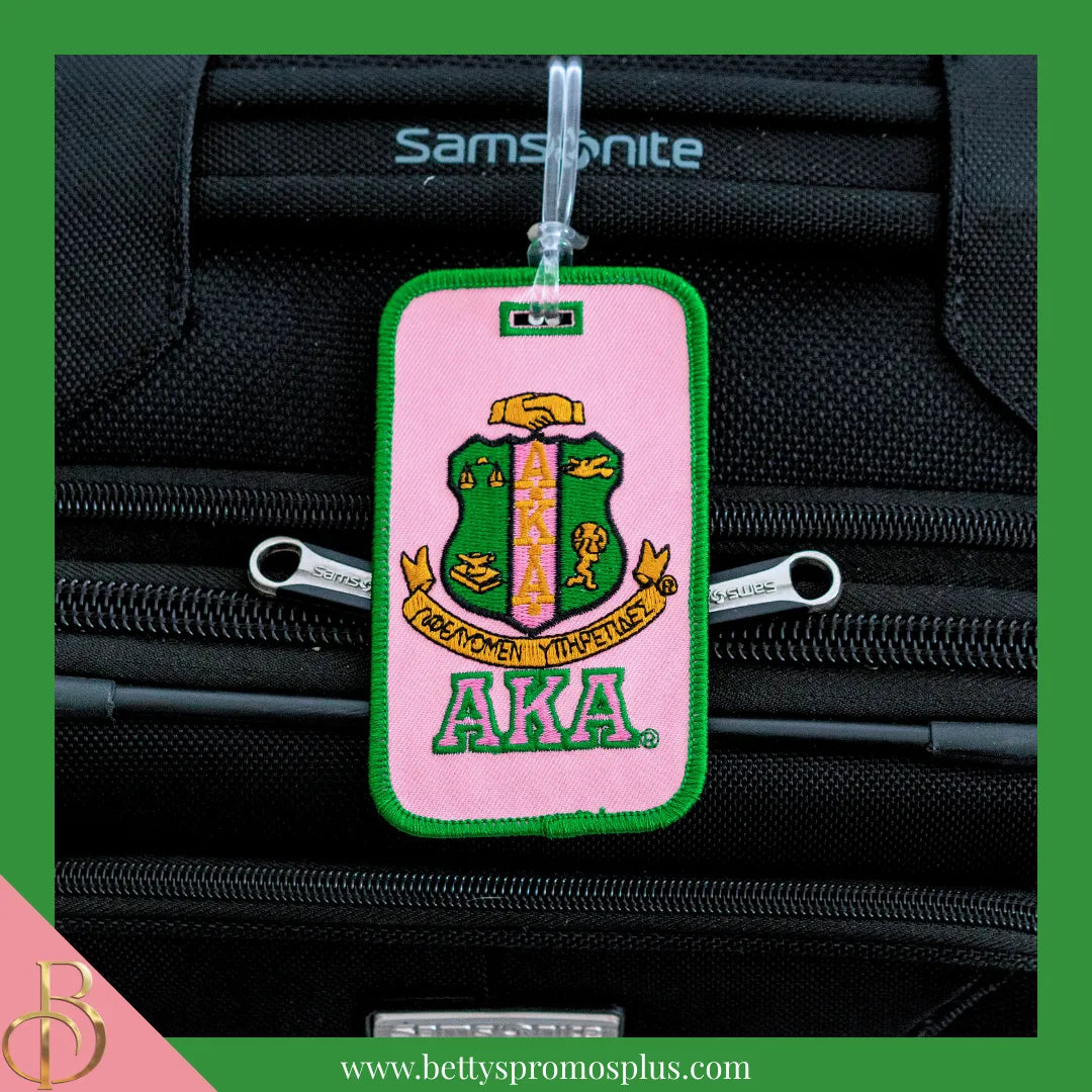 Alpha Kappa Alpha AKA Shield Embroidered Luggage Tag-Alpha Kappa Alpha Paraphernalia-Alpha Kappa Alpha Luggage Tag-Betty's Promos Plus