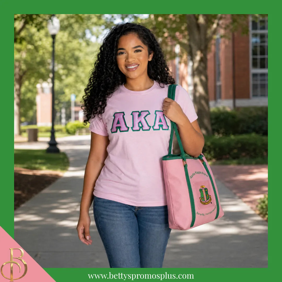 Alpha Kappa Alpha AKA Shield Heavy Duty Canvas Tote Bag-Alpha Kappa Alpha Paraphernalia-Alpha Kappa Alpha Tote Bags-Betty's Promos Plus