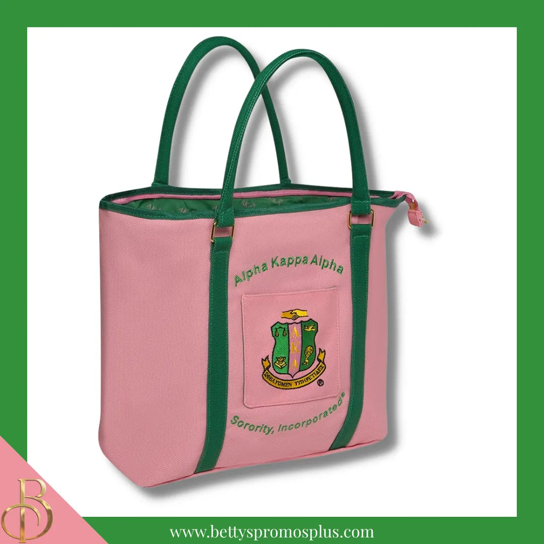 Alpha Kappa Alpha AKA Shield Heavy Duty Canvas Tote Bag-Pink-Alpha Kappa Alpha Paraphernalia-Alpha Kappa Alpha Tote Bags-Betty's Promos Plus
