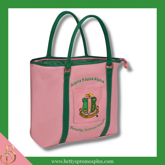 Alpha Kappa Alpha AKA Shield Heavy Duty Canvas Tote Bag-Pink-Alpha Kappa Alpha Paraphernalia-Alpha Kappa Alpha Tote Bags-Betty's Promos Plus