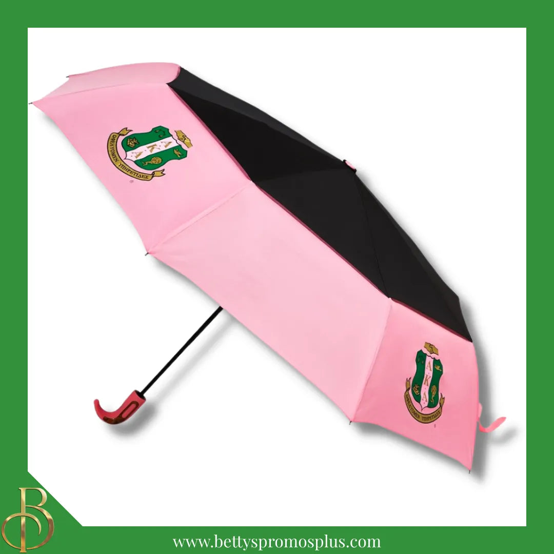 Alpha Kappa Alpha AKA Shield Hurricane Umbrella-Large-Black-Alpha Kappa Alpha Paraphernalia-Alpha Kappa Alpha Umbrellas-Betty's Promos Plus