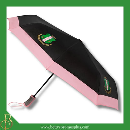 Alpha Kappa Alpha AKA Shield Hurricane Umbrella-Small-Black-Alpha Kappa Alpha Paraphernalia-Alpha Kappa Alpha Umbrellas-Betty's Promos Plus
