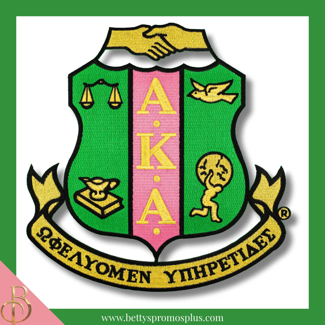 Alpha Kappa Alpha AKA Shield Iron-on Embroidered Patch-Alpha Kappa Alpha Paraphernalia-Alpha Kappa Alpha Patch-Betty's Promos Plus