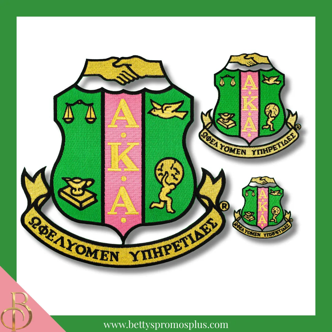 Alpha Kappa Alpha AKA Shield Iron-on Embroidered Patch-Alpha Kappa Alpha Paraphernalia-Alpha Kappa Alpha Patch-Betty's Promos Plus