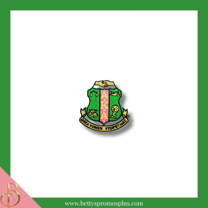 Alpha Kappa Alpha AKA Shield Iron-on Embroidered Patch-Green-Small: 3"-Alpha Kappa Alpha Paraphernalia-Alpha Kappa Alpha Patch-Betty's Promos Plus