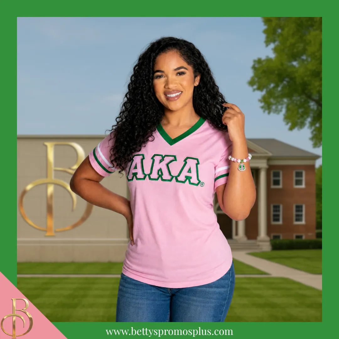 Alpha Kappa Alpha AKA Shield Pearl Bracelet with Pink Stones & Rhinestone Spacers-Alpha Kappa Alpha Paraphernalia-Alpha Kappa Alpha Bracelet-Betty's Promos Plus