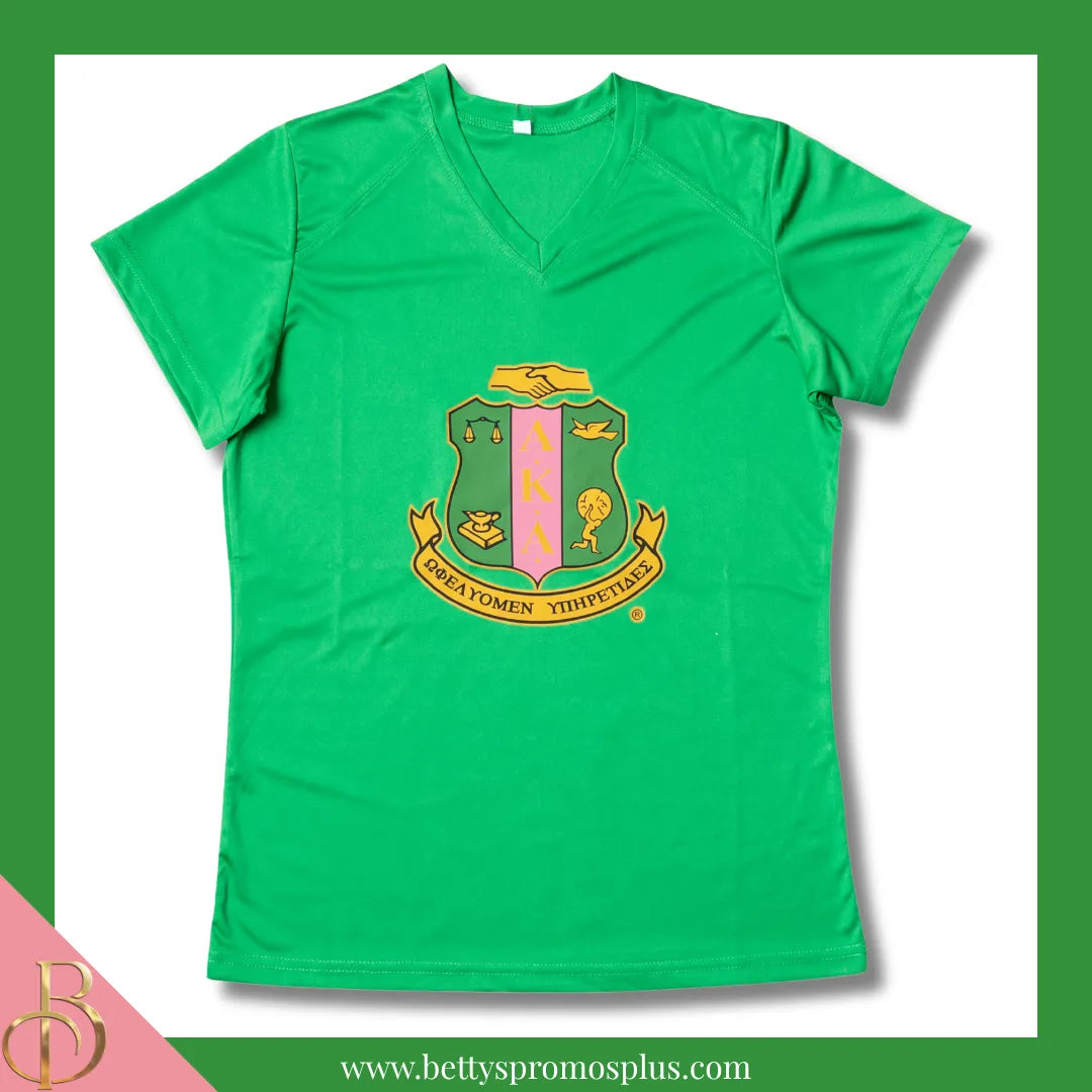 Alpha Kappa Alpha AKA Shield Performance Moisture Wicking Screen Printed Workout T-Shirt-Alpha Kappa Alpha Paraphernalia-Alpha Kappa Alpha T-Shirts-Betty's Promos Plus