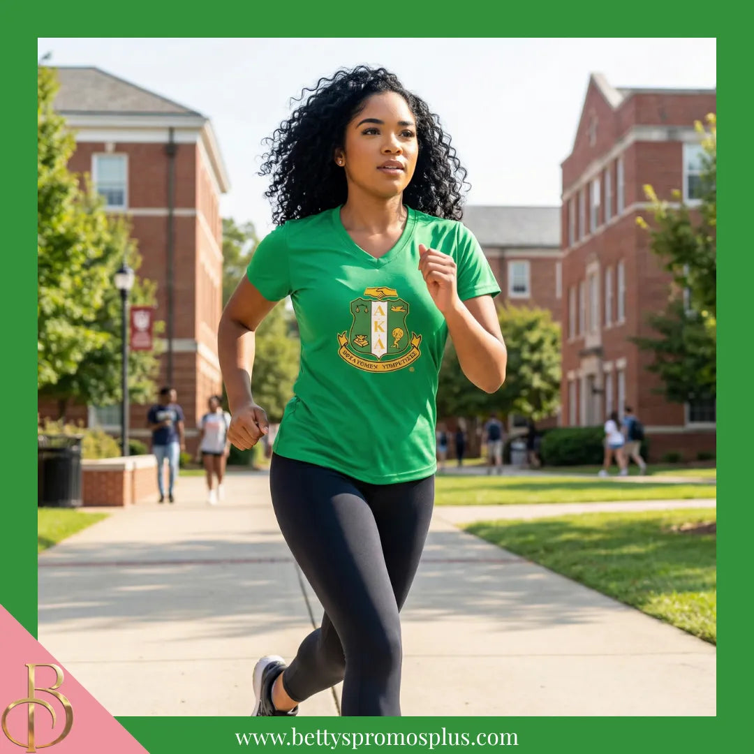 Alpha Kappa Alpha AKA Shield Performance Moisture Wicking Screen Printed Workout T-Shirt-Alpha Kappa Alpha Paraphernalia-Alpha Kappa Alpha T-Shirts-Betty's Promos Plus