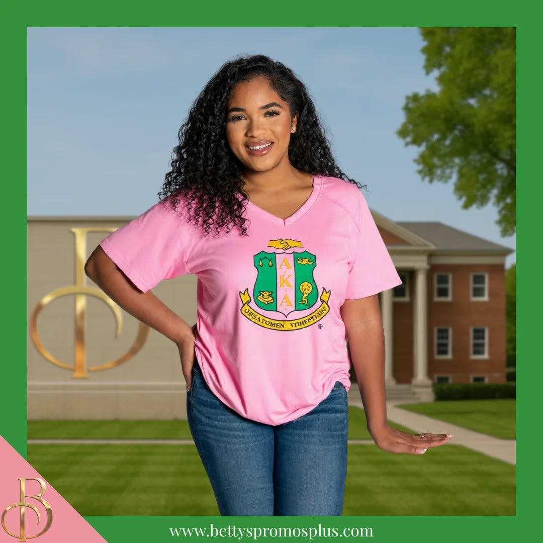 Alpha Kappa Alpha AKA Shield Performance Moisture Wicking Screen Printed Workout T-Shirt-Alpha Kappa Alpha Paraphernalia-Alpha Kappa Alpha T-Shirts-Betty's Promos Plus
