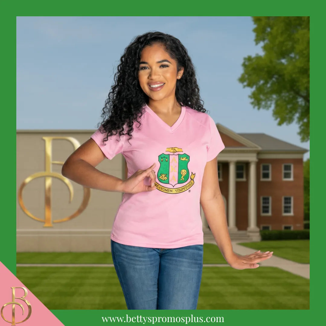 Alpha Kappa Alpha AKA Shield Performance Moisture Wicking Screen Printed Workout T-Shirt-Alpha Kappa Alpha Paraphernalia-Alpha Kappa Alpha T-Shirts-Betty's Promos Plus