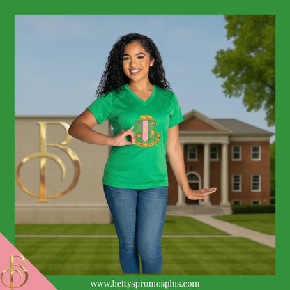 Alpha Kappa Alpha AKA Shield Performance Moisture Wicking Screen Printed Workout T-Shirt-Alpha Kappa Alpha Paraphernalia-Alpha Kappa Alpha T-Shirts-Betty's Promos Plus
