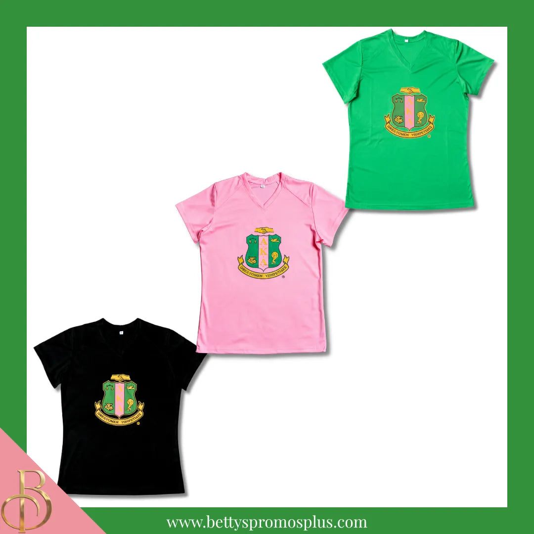 Alpha Kappa Alpha AKA Shield Performance Moisture Wicking Screen Printed Workout T-Shirt-Alpha Kappa Alpha Paraphernalia-Alpha Kappa Alpha T-Shirts-Betty's Promos Plus