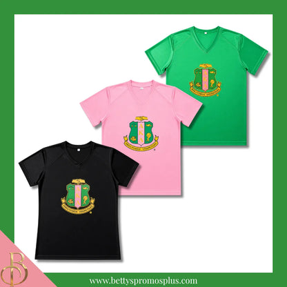 Alpha Kappa Alpha AKA Shield Performance Moisture Wicking Screen Printed Workout T-Shirt-Alpha Kappa Alpha Paraphernalia-Alpha Kappa Alpha T-Shirts-Betty's Promos Plus
