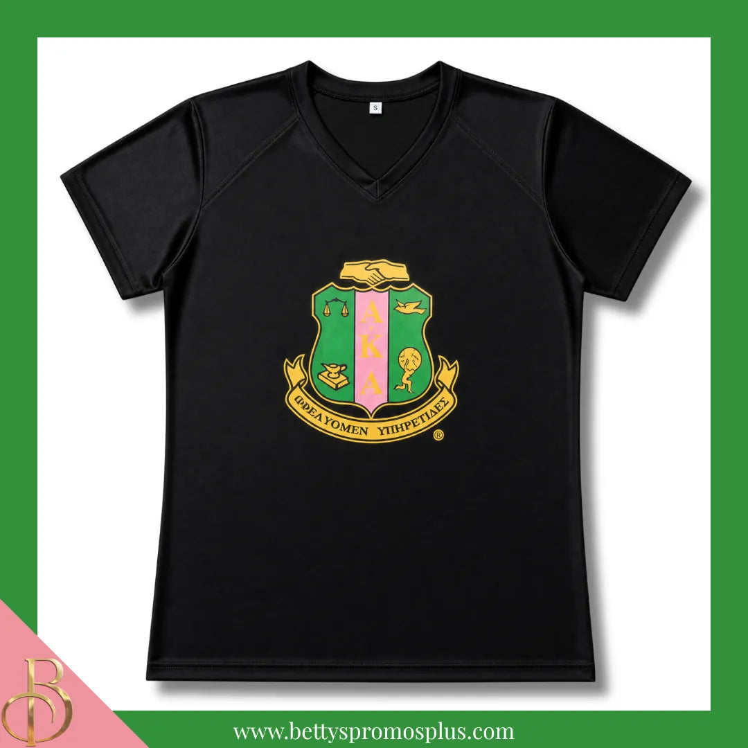 Alpha Kappa Alpha AKA Shield Performance Moisture Wicking Screen Printed Workout T-Shirt-Black-Small-Alpha Kappa Alpha Paraphernalia-Alpha Kappa Alpha T-Shirts-Betty's Promos Plus
