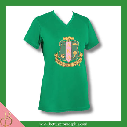 Alpha Kappa Alpha AKA Shield Performance Moisture Wicking Screen Printed Workout T-Shirt-Green-Small-Alpha Kappa Alpha Paraphernalia-Alpha Kappa Alpha T-Shirts-Betty's Promos Plus