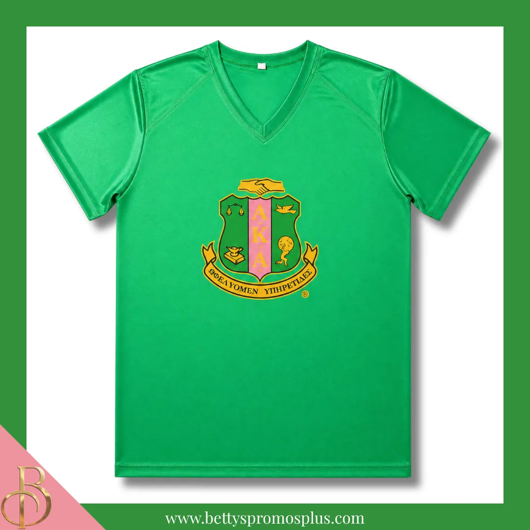 Alpha Kappa Alpha AKA Shield Performance Moisture Wicking Screen Printed Workout T-Shirt-Green-Small-Alpha Kappa Alpha Paraphernalia-Alpha Kappa Alpha T-Shirts-Betty's Promos Plus