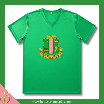Alpha Kappa Alpha AKA Shield Performance Moisture Wicking Screen Printed Workout T-Shirt-Green-Small-Alpha Kappa Alpha Paraphernalia-Alpha Kappa Alpha T-Shirts-Betty's Promos Plus