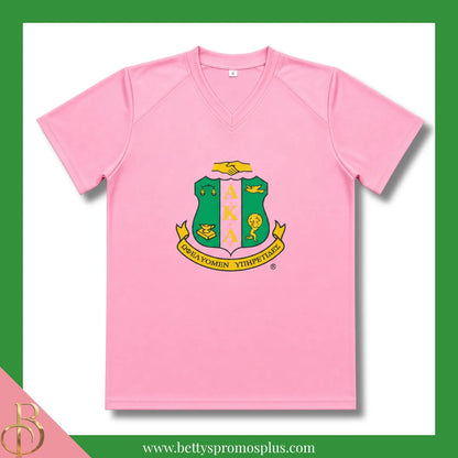 Alpha Kappa Alpha AKA Shield Performance Moisture Wicking Screen Printed Workout T-Shirt-Pink-Small-Alpha Kappa Alpha Paraphernalia-Alpha Kappa Alpha T-Shirts-Betty's Promos Plus