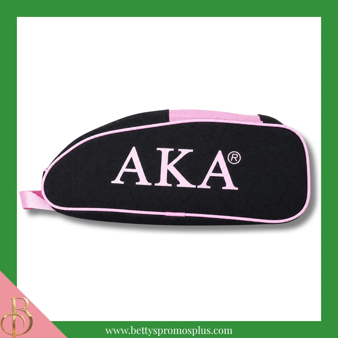 Alpha Kappa Alpha AKA Shield Pink and Green Canvas Shoe Bag with Zippered Mesh-Alpha Kappa Alpha Paraphernalia-Alpha Kappa Alpha Shoe Bags-Betty's Promos Plus