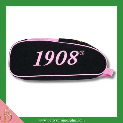 Alpha Kappa Alpha AKA Shield Pink and Green Canvas Shoe Bag with Zippered Mesh-Alpha Kappa Alpha Paraphernalia-Alpha Kappa Alpha Shoe Bags-Betty's Promos Plus