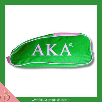 Alpha Kappa Alpha AKA Shield Pink and Green Canvas Shoe Bag with Zippered Mesh-Alpha Kappa Alpha Paraphernalia-Alpha Kappa Alpha Shoe Bags-Betty's Promos Plus
