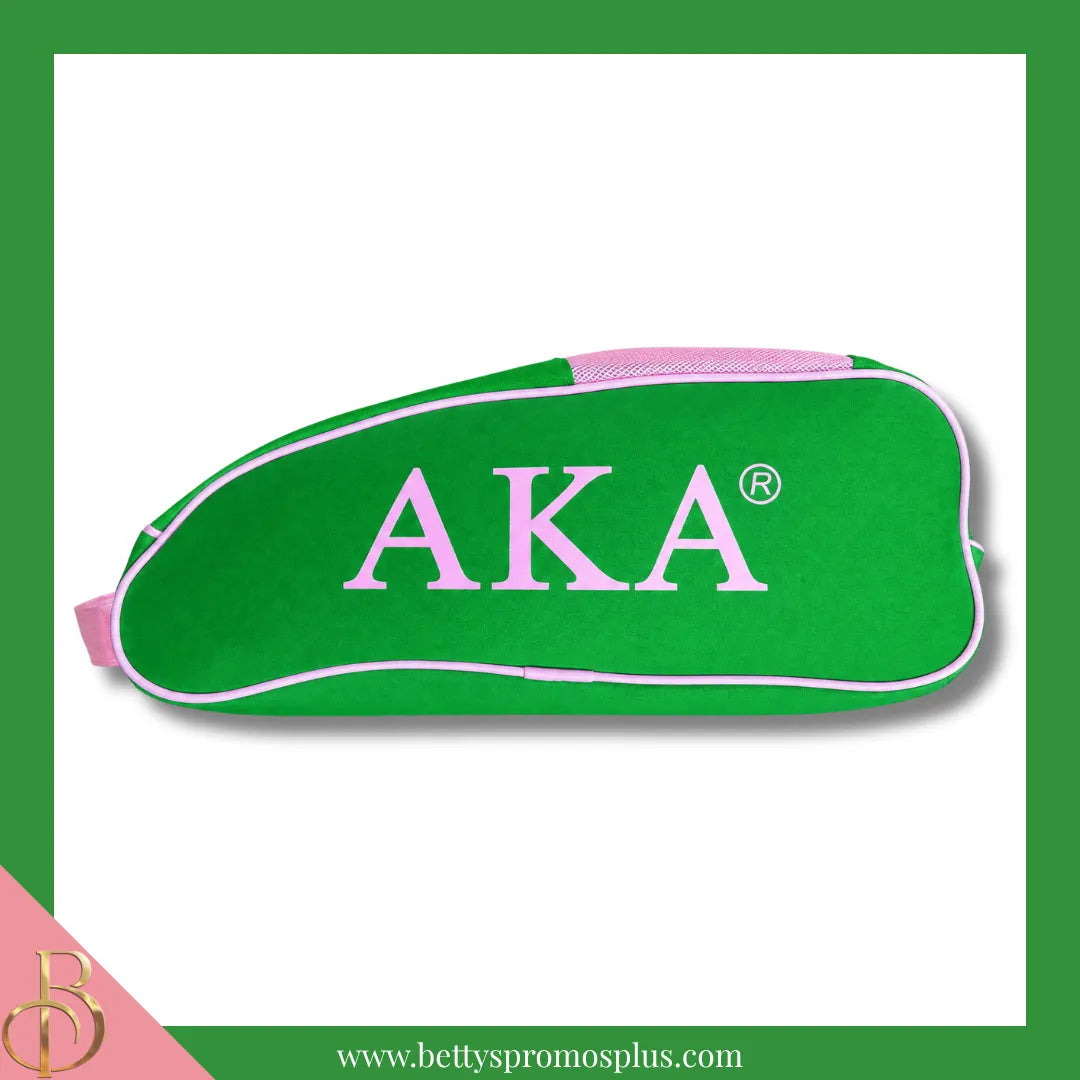 Alpha Kappa Alpha AKA Shield Pink and Green Canvas Shoe Bag with Zippered Mesh-Alpha Kappa Alpha Paraphernalia-Alpha Kappa Alpha Shoe Bags-Betty's Promos Plus
