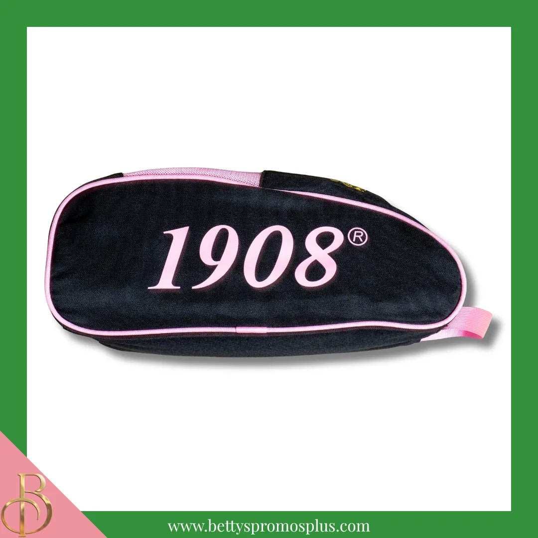 Alpha Kappa Alpha AKA Shield Pink and Green Canvas Shoe Bag with Zippered Mesh-Alpha Kappa Alpha Paraphernalia-Alpha Kappa Alpha Shoe Bags-Betty's Promos Plus