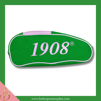 Alpha Kappa Alpha AKA Shield Pink and Green Canvas Shoe Bag with Zippered Mesh-Alpha Kappa Alpha Paraphernalia-Alpha Kappa Alpha Shoe Bags-Betty's Promos Plus