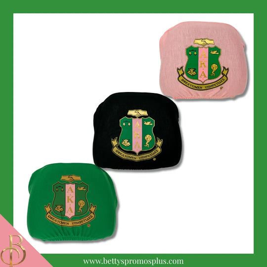 Alpha Kappa Alpha AKA Shield with Greek Letters Car Seat Headrest Cover-Alpha Kappa Alpha Paraphernalia-Alpha Kappa Alpha Headrest Cover-Betty's Promos Plus
