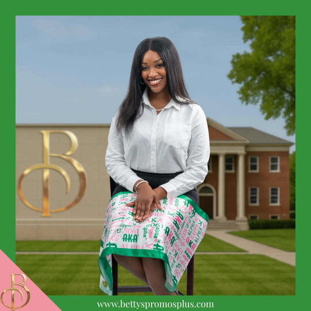 Alpha Kappa Alpha AKA Signature Scarf-Alpha Kappa Alpha Paraphernalia-Alpha Kappa Alpha Scarf-Betty's Promos Plus
