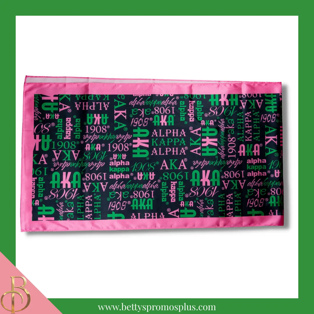 Alpha Kappa Alpha AKA Signature Scarf-Black-Alpha Kappa Alpha Paraphernalia-Alpha Kappa Alpha Scarf-Betty's Promos Plus