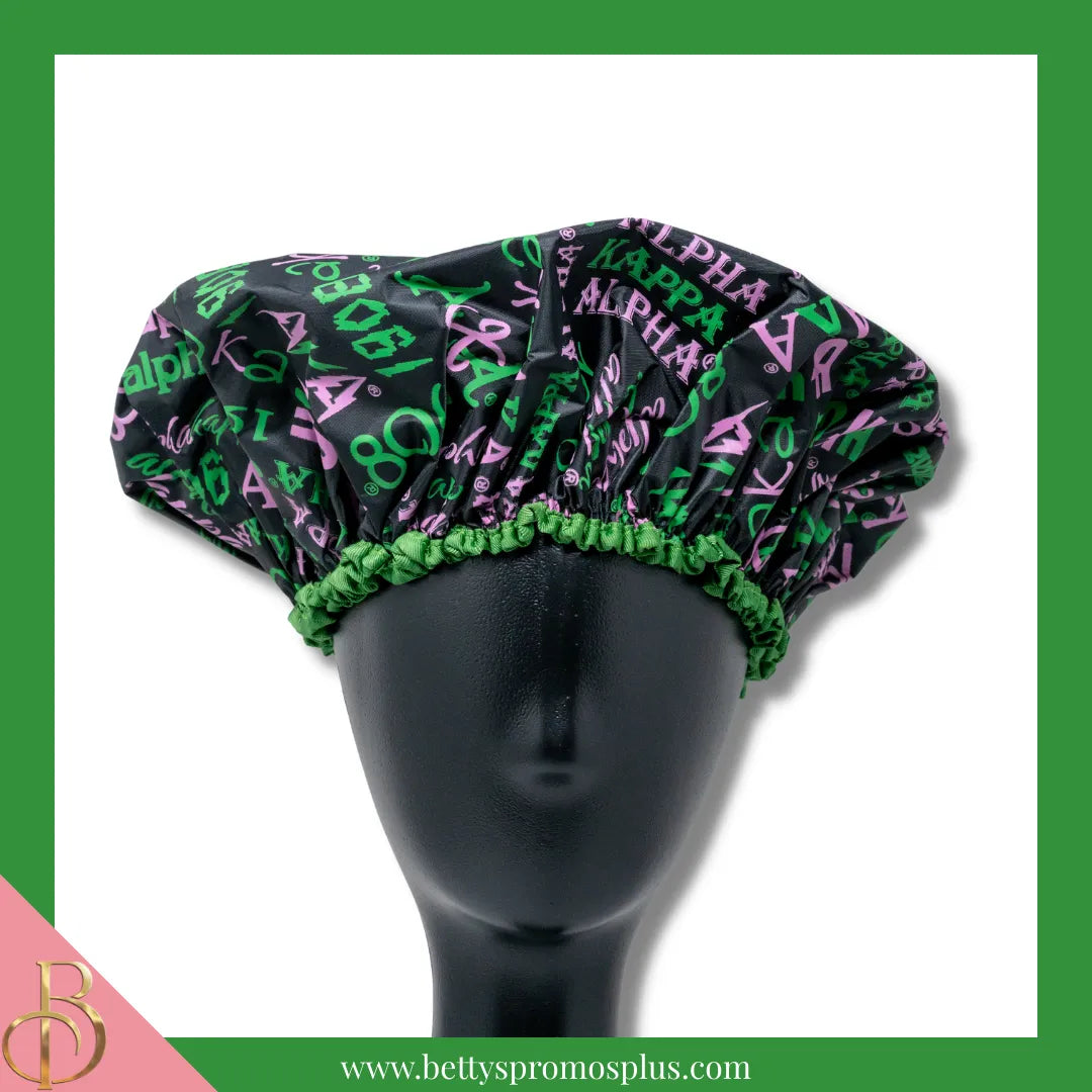 Alpha Kappa Alpha AKA Signature Shower Cap-Alpha Kappa Alpha Paraphernalia-Alpha Kappa Alpha Shower Cap-Betty's Promos Plus