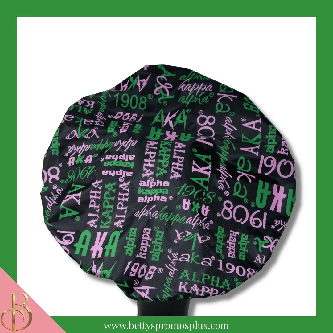 Alpha Kappa Alpha AKA Signature Shower Cap-Alpha Kappa Alpha Paraphernalia-Alpha Kappa Alpha Shower Cap-Betty's Promos Plus