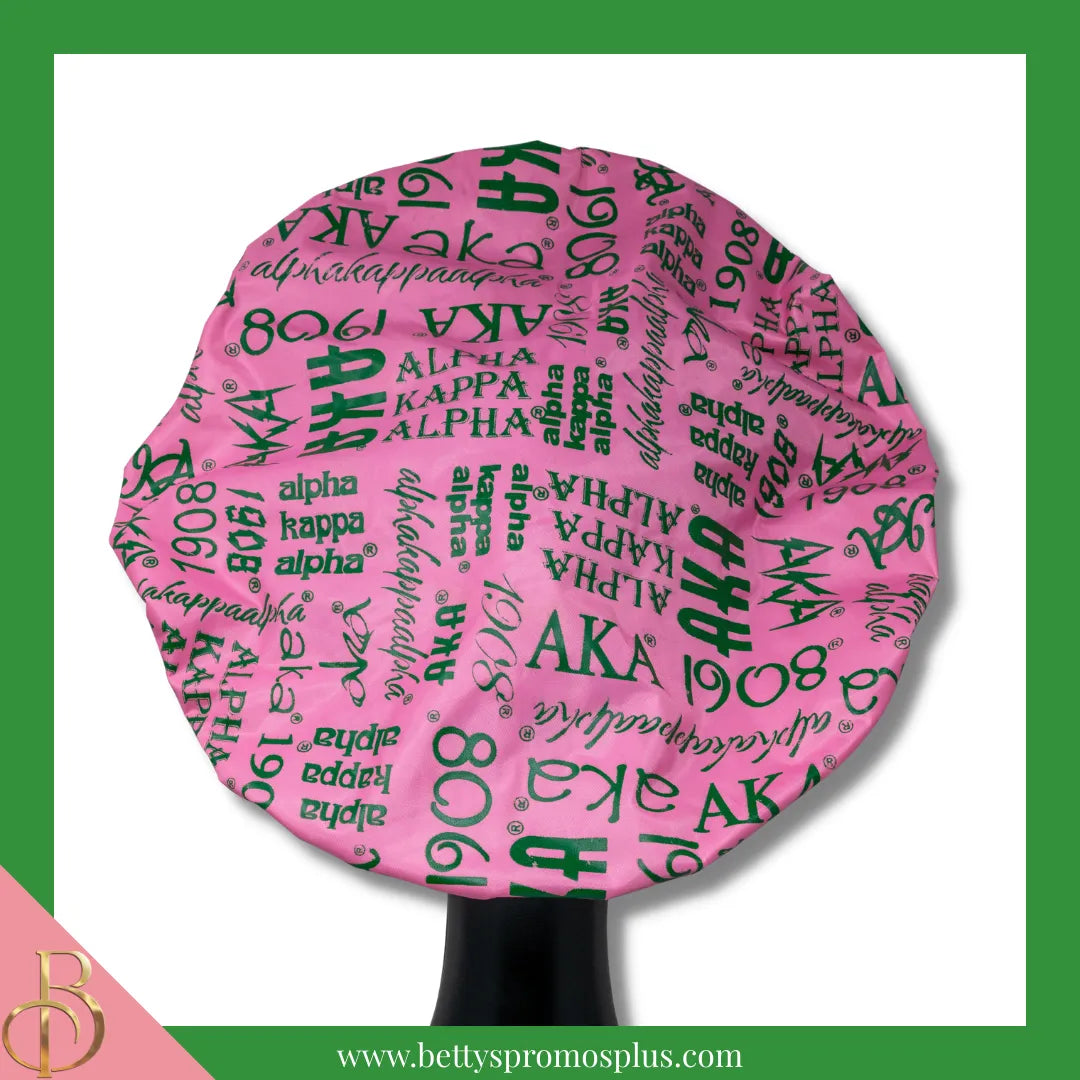 Alpha Kappa Alpha AKA Signature Shower Cap-Alpha Kappa Alpha Paraphernalia-Alpha Kappa Alpha Shower Cap-Betty's Promos Plus